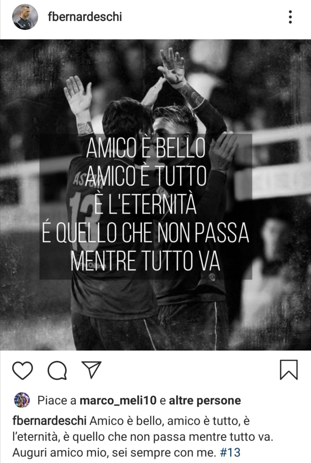 Bernardeschi ricorda Astori: "Amico è bello, amico è tutto, è l'eternità, è quello che non passa mentre tutto va"