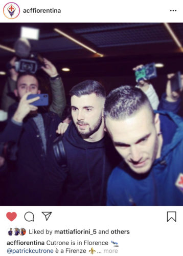 La Fiorentina ha il suo nuovo centravanti, Cutrone è appena arrivato a Firenze