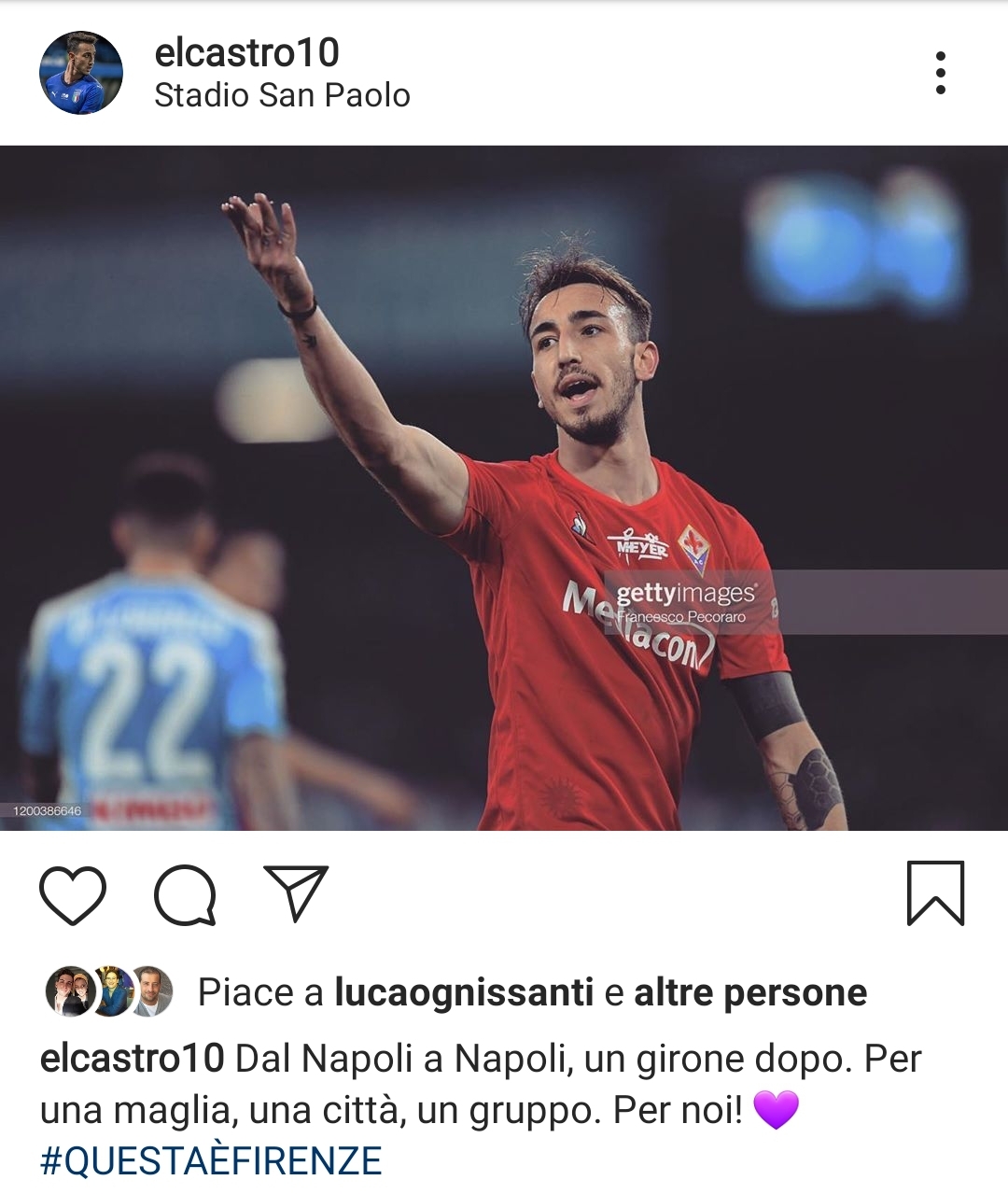 Castrovilli: "Dal Napoli a Napoli, un girone dopo. Per una maglia, una città, un gruppo. Per noi"