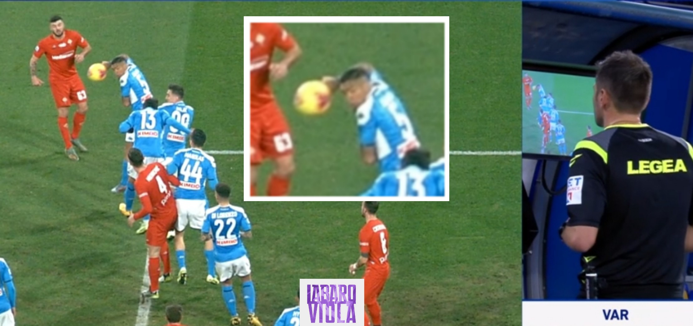 Allan prende di mano in area di rigore, ma per l'arbitro non è rigore. La palla sarebbe andata a Cutrone