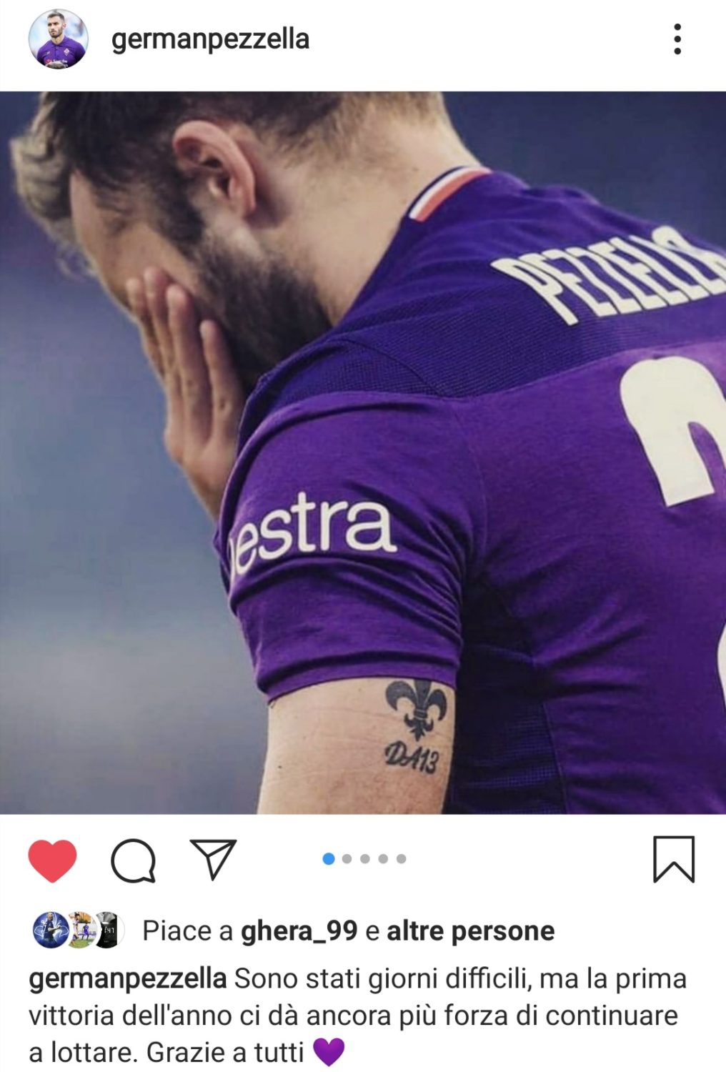 Pezzella: "Sono stati giorni difficili, ma la prima vittoria dell'anno ci dà la forza di andare avanti"