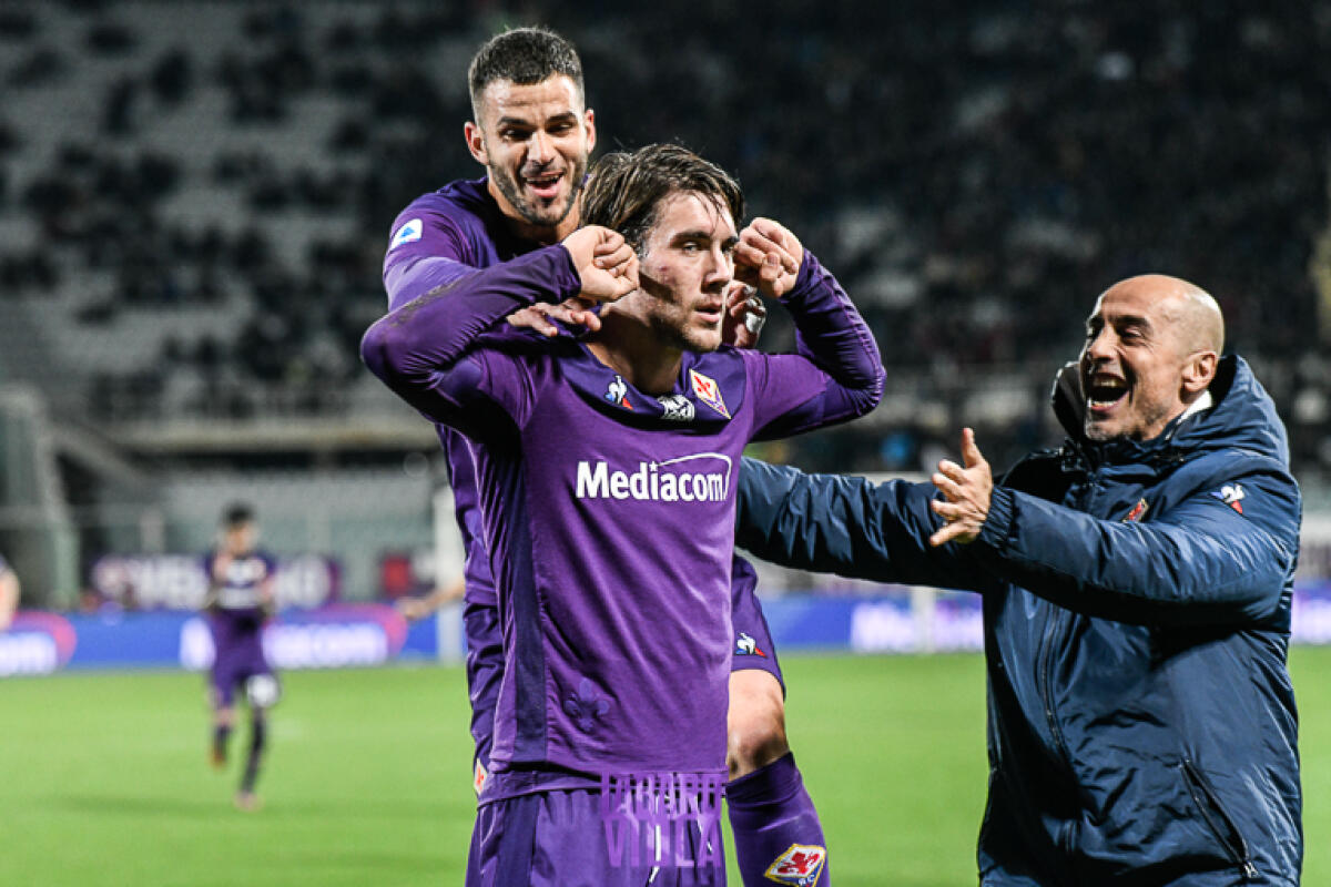Raddoppio Fiorentina: gol di Vlahovic dal dischetto, fallo di mano commesso da Ramirez 0-2 - Firenze, stadio Artemio Franchi, 15.12.2019, Fiorentina-Inter, Foto Fiorenzo Sernacchioli. Copyright Labaroviola.com