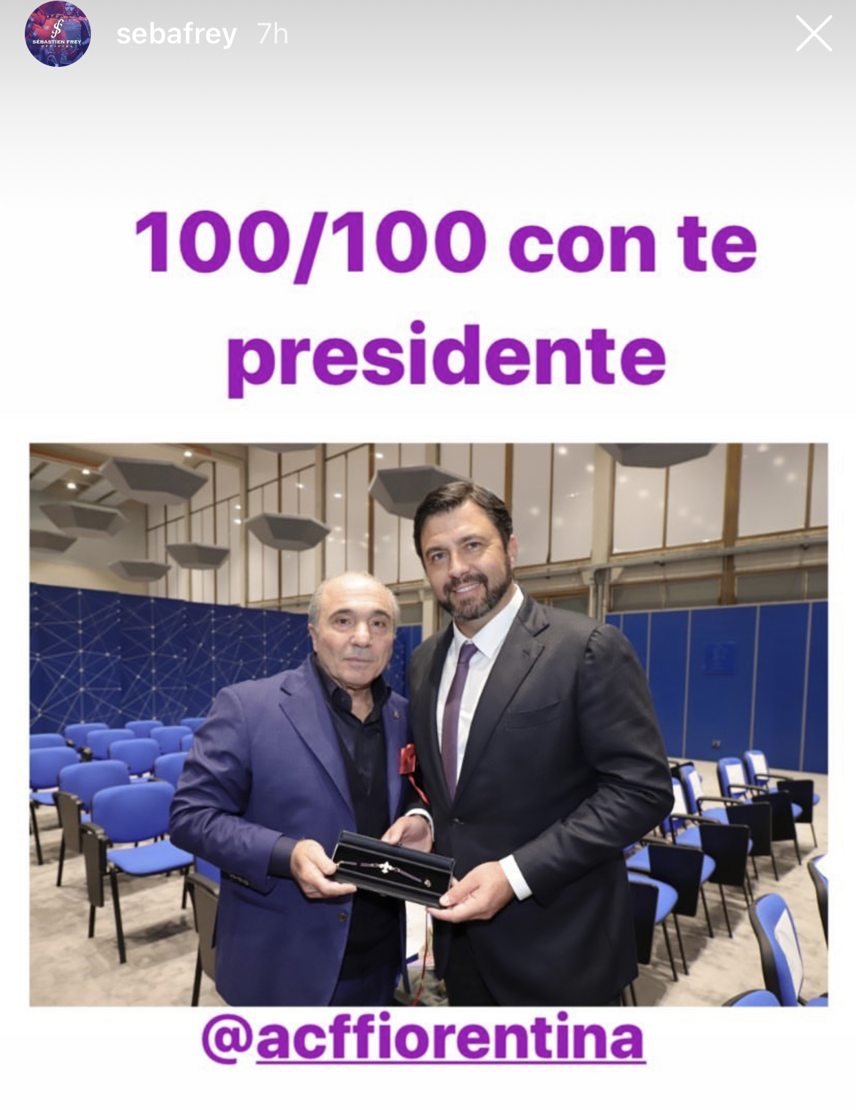 Dopo le polemiche di Juve-Fiorentina Frey è dalla parte di Commisso: "Al 100% con te presidente"