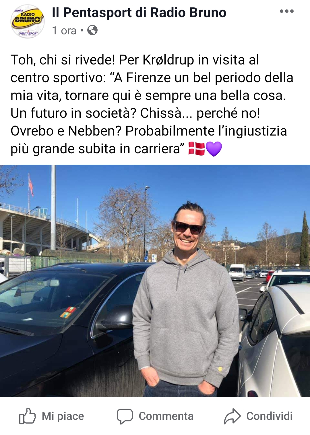 Si rivede Krøldrup a Firenze: "Tornare qui è sempre bello. Ovrebo la più grande ingiustizia della mia vita"