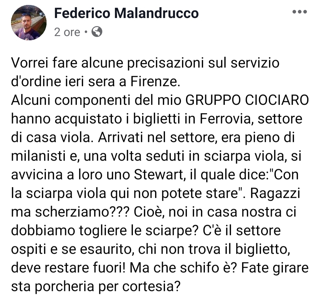 In Curva Ferrovia, tifosi viola costretti a togliersi la sciarpa della Fiorentina per rispetto ai milanisti presenti? La ricostruzione
