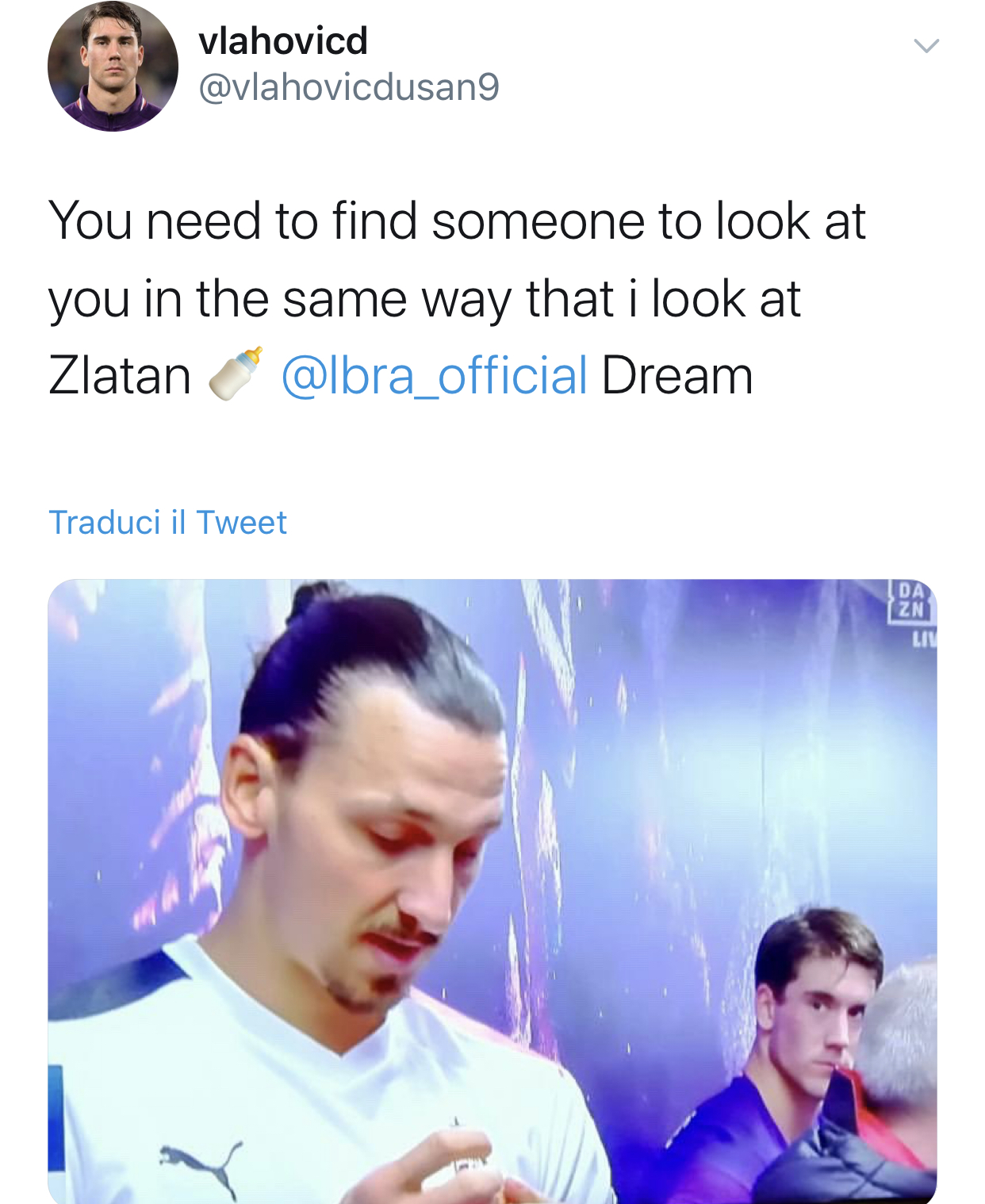 Vlahovic ci scherza su: "Trovate qualcuno che vi guardi come io guardo Zlatan"