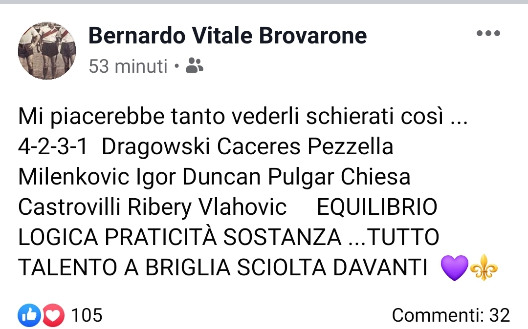Brovarone auspica una nuova formazione: "Mi piacerebbe tanto vederli schierati così.."
