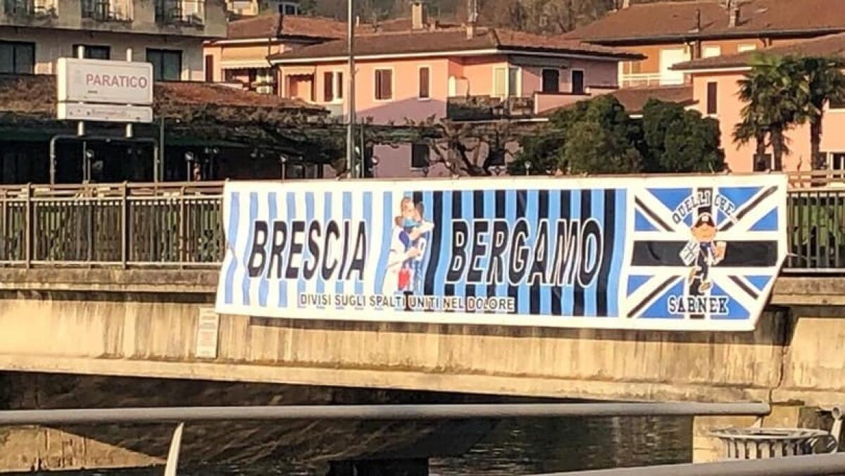 Coronavirus, l'idiozia non ha limiti: distrutto lo striscione solidale dei tifosi dell'Atalanta e del Brescia - 
