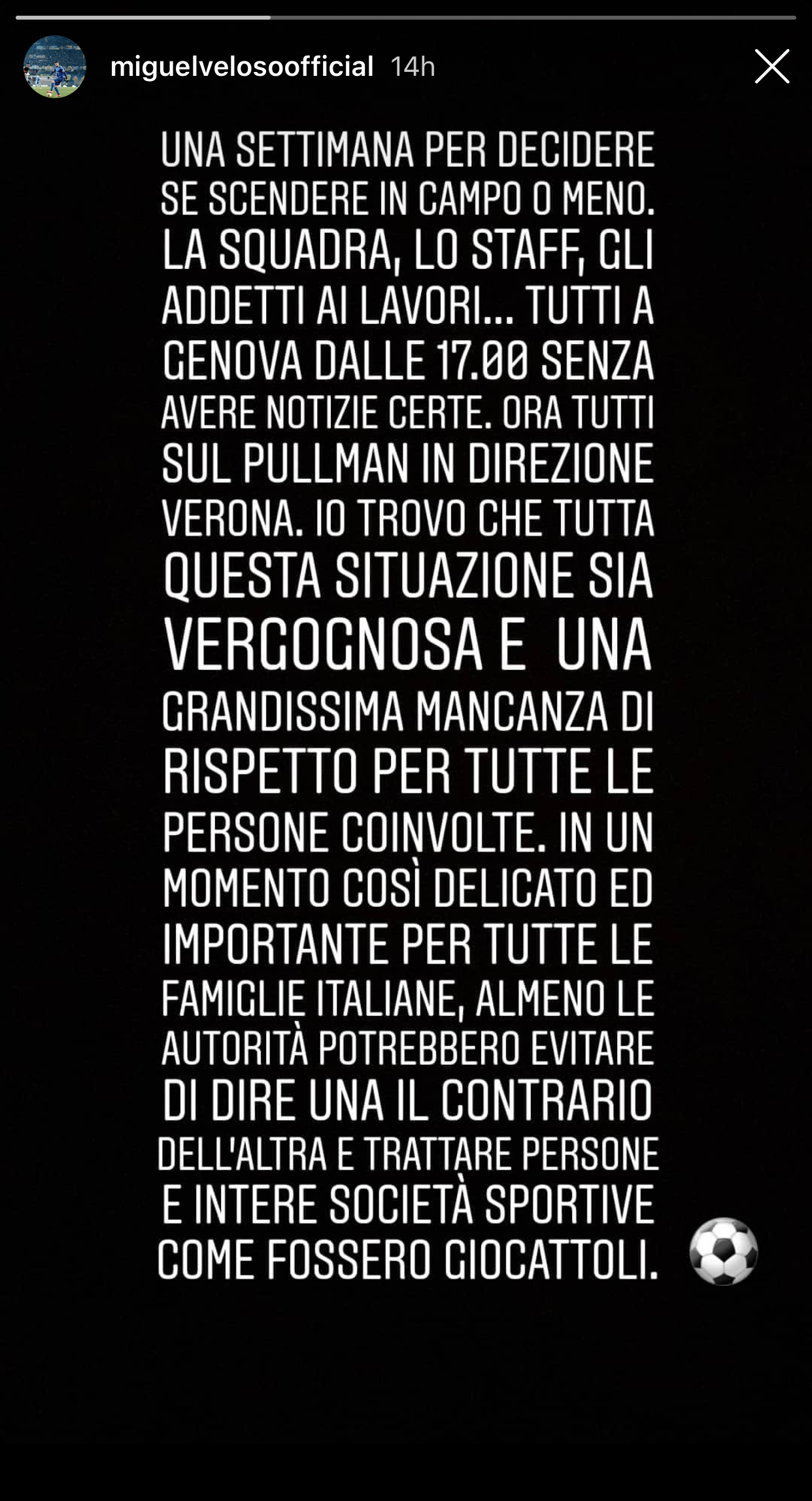 M. Veloso non ci sta: "È una situazione vergognosa, ci stanno trattando come giocattoli"
