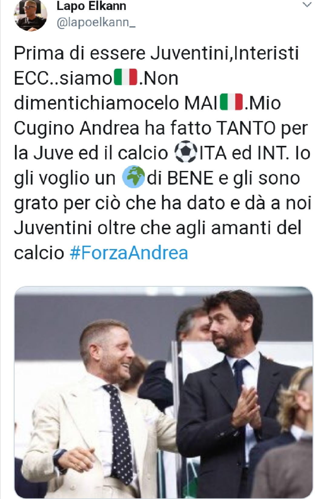 Elkann: "Mio cugino Agnelli ha fatto tanto per la Juve ed il calcio italiano e internazionale"
