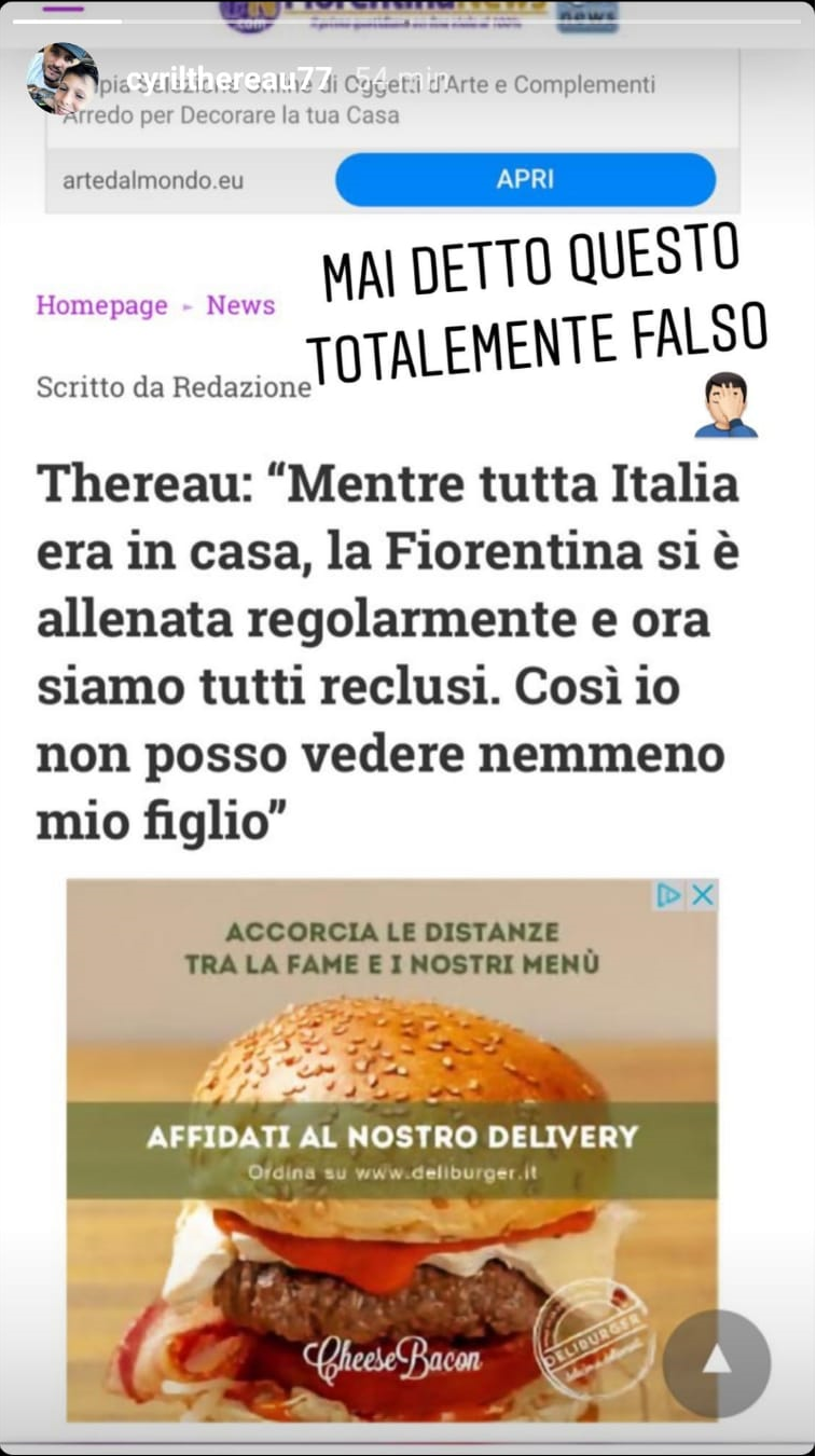 Arriva la smentita di Thereau: "Non ci siamo allenati martedì. Non so da dove esca questa notizia". FOTO