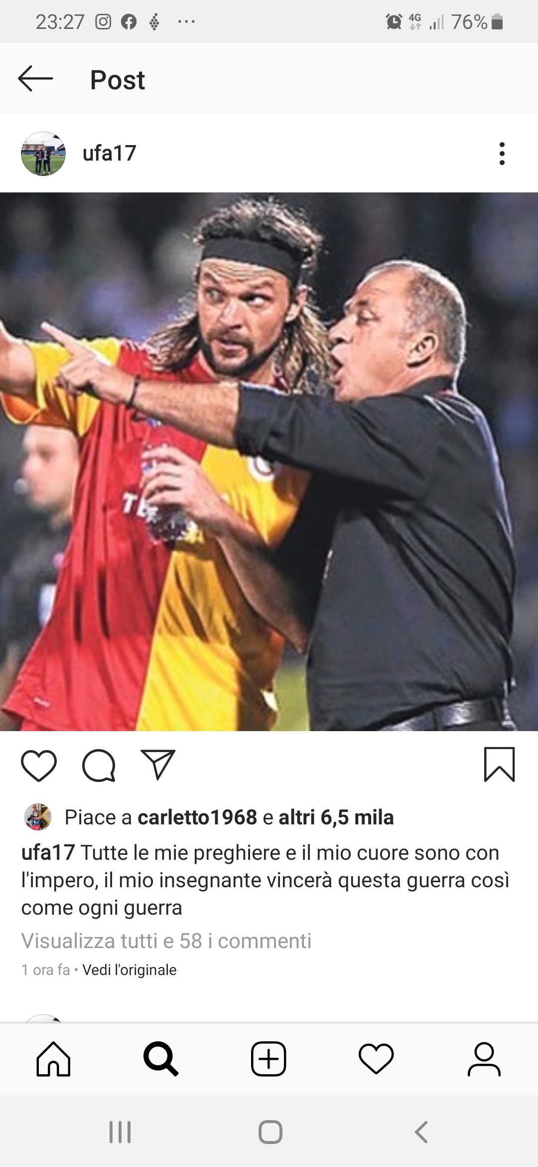 FOTO "Imperatore, vincerai anche questa guerra" Ujfalusi sostiene Terim contro il Coronavirus