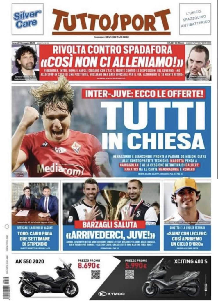 Tuttosport, 30mlm più contropartite per Chiesa. Le offerte di Juve ed Inter
