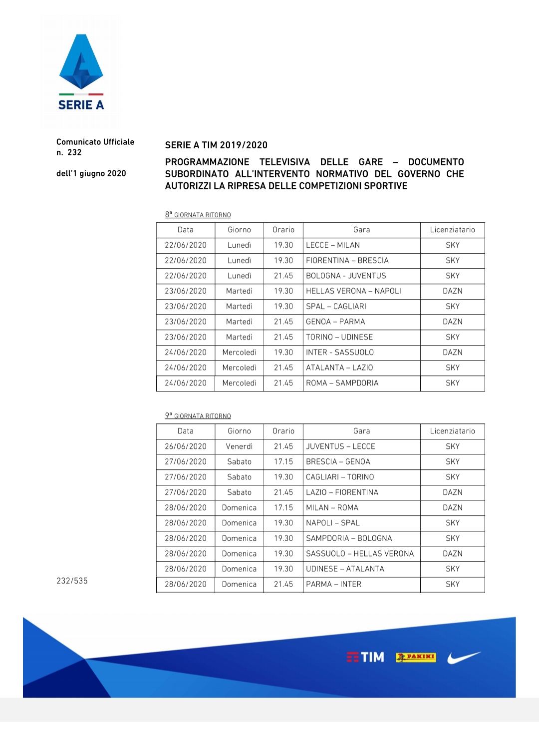 Gli orari e il calendario delle partite della Fiorentina, si parte lunedi 22 alle 19.30. Ecco le partite su DAZN