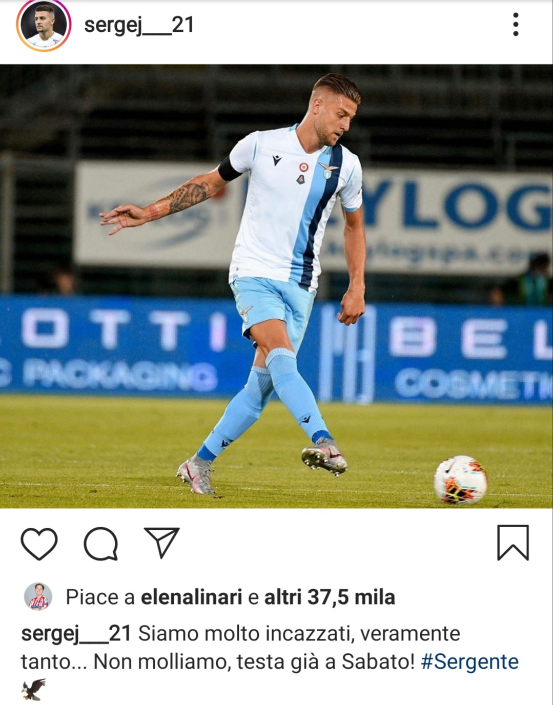 FOTO, Milinkovic-Savic avverte la Fiorentina: "Siamo molto incazzati per ieri. Non molliamo e testa a sabato"