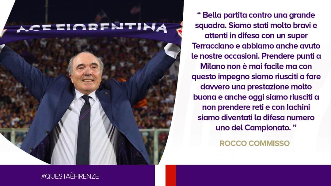 Commisso: "Con Iachini siamo diventati la difesa numero uno del campionato"