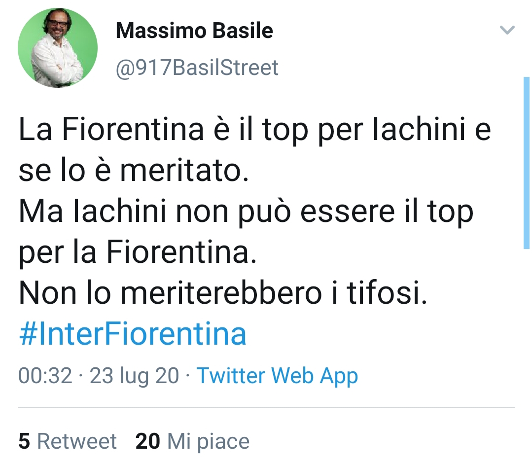Basile: "I tifosi viola non meritano Iachini. Non può essere il top per la viola"