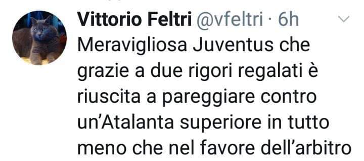 Feltri: "Meravigliosa Juve che grazie a 2 rigori regalati pareggia"