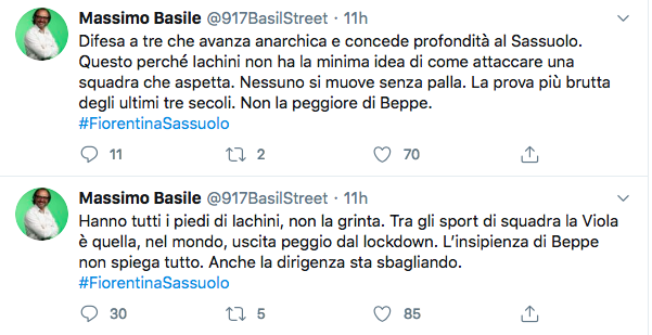 Basile: "Cutrone l'unico che vede la porta. Congedare Iachini e dare la guida tecnica a Ribery"