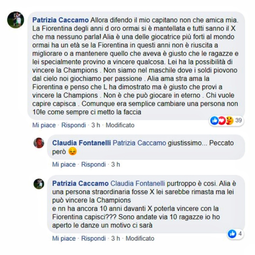 La Caccamo attacca: "Smantellata la nostra Fiorentina, tutti sanno il problema ma nessuno ne parla"