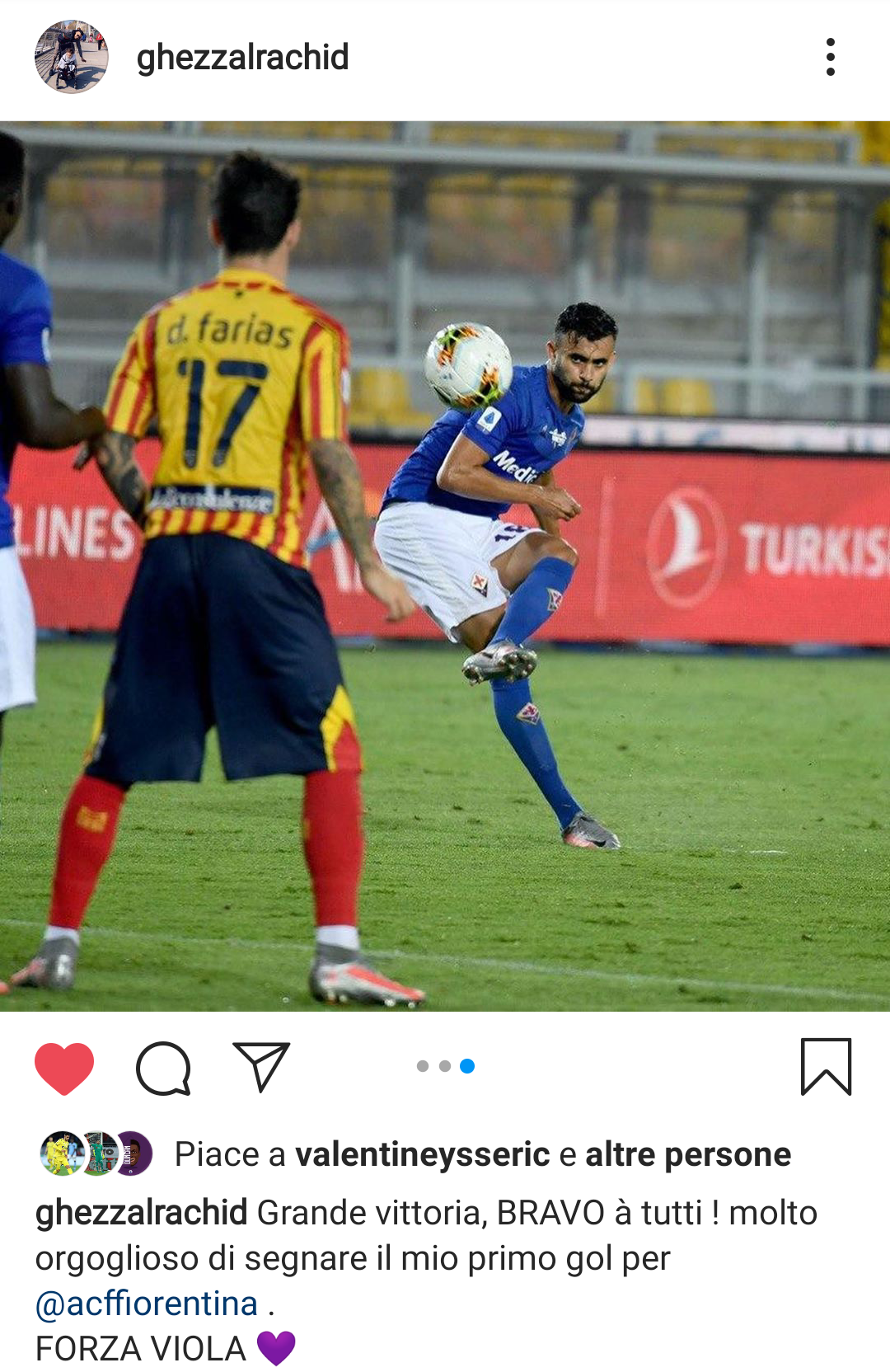 Ghezzal: "Sono molto orgoglioso di segnare il primo gol con la Fiorentina"