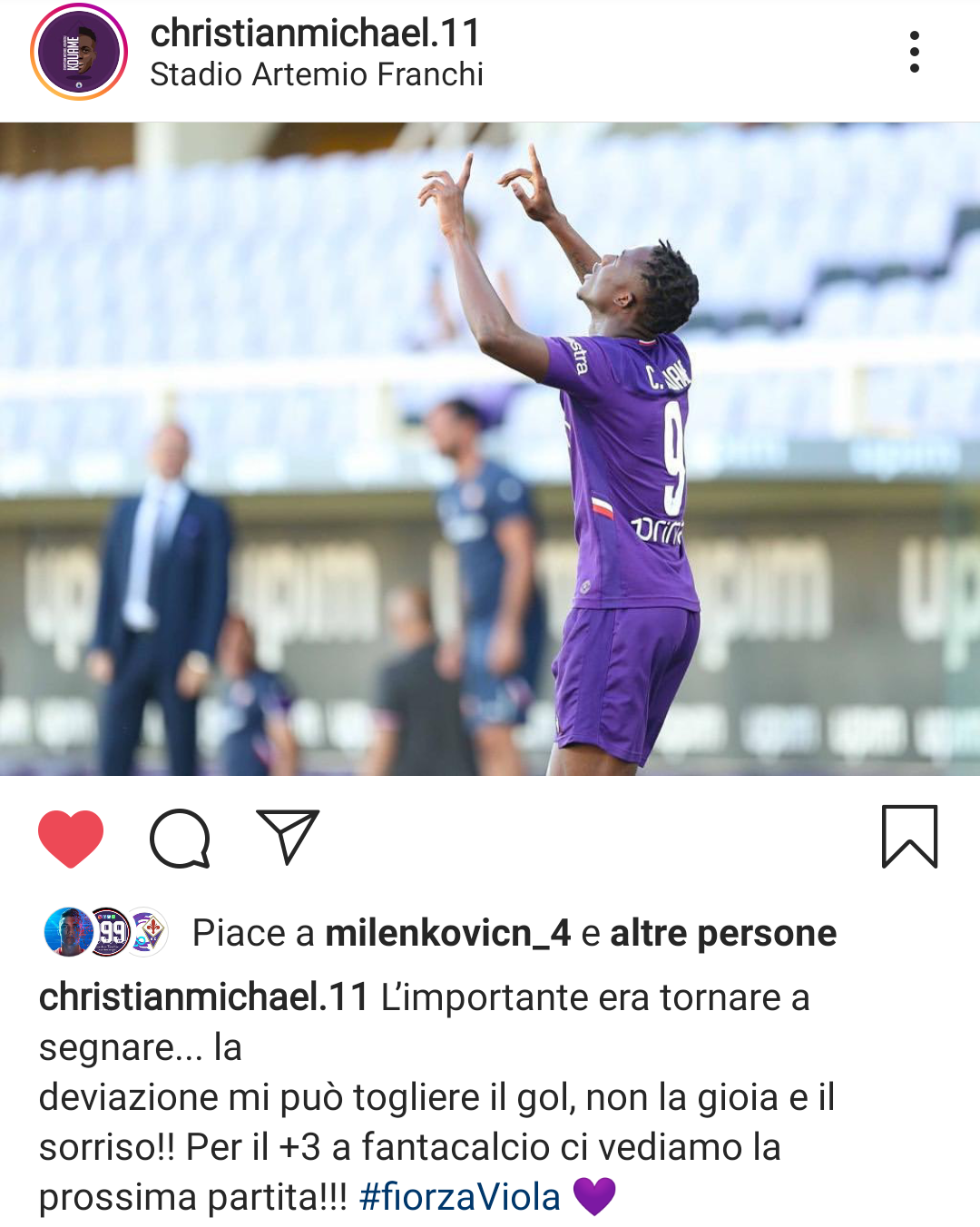 Kouamè: "L'importante era tornare a segnare. La deviazione mi può togliere il gol, non la gioia di un sorriso"