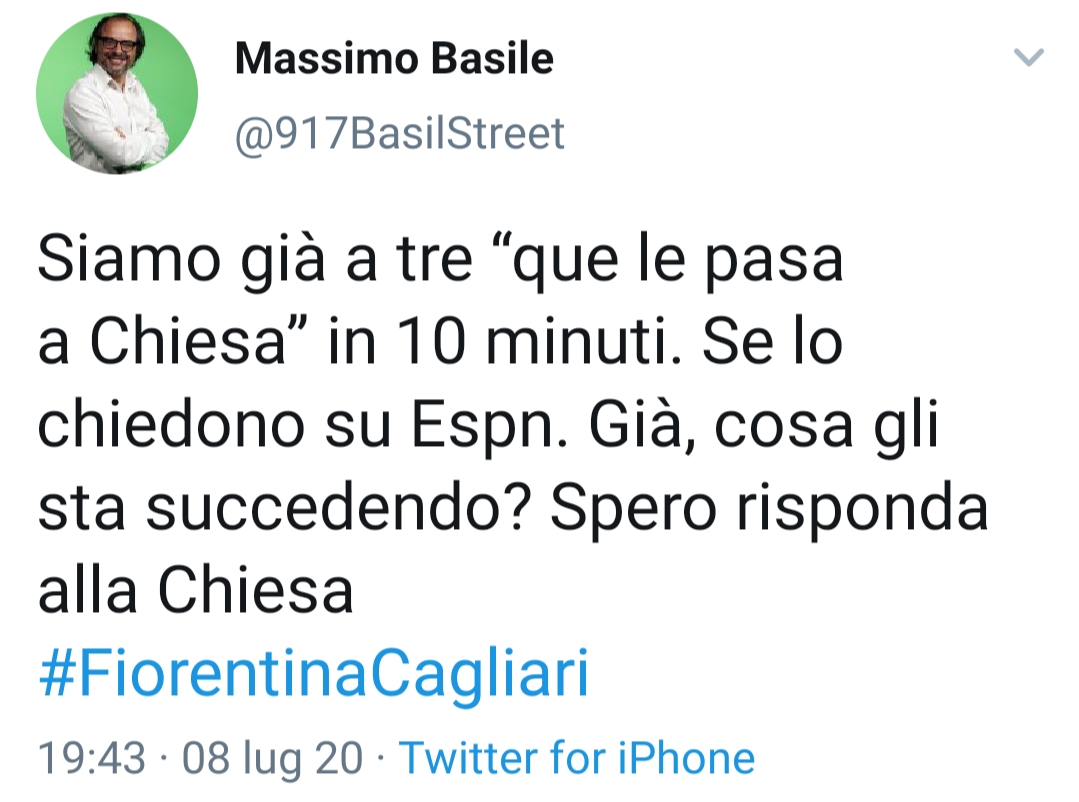 Basile: "Siamo già a tre palle perse di Chiesa in 10 minuti. Cosa gli sta succedendo?"
