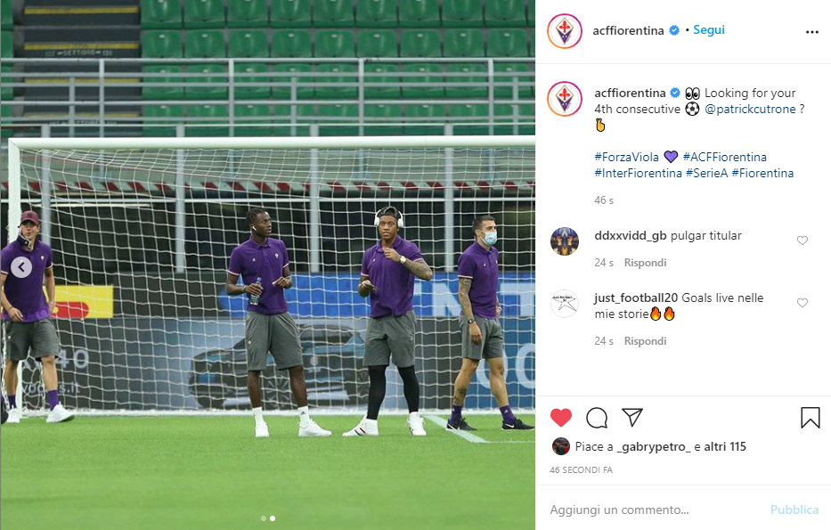 (FOTO) Fiorentina in campo a San Siro per assaggiare il campo