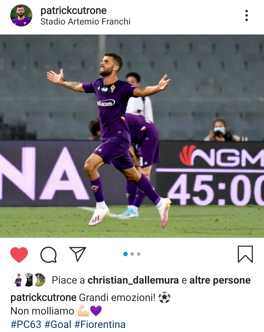 Cutrone felice dopo il gol al Verona: "Grandi emozioni! Non molliamo!!"