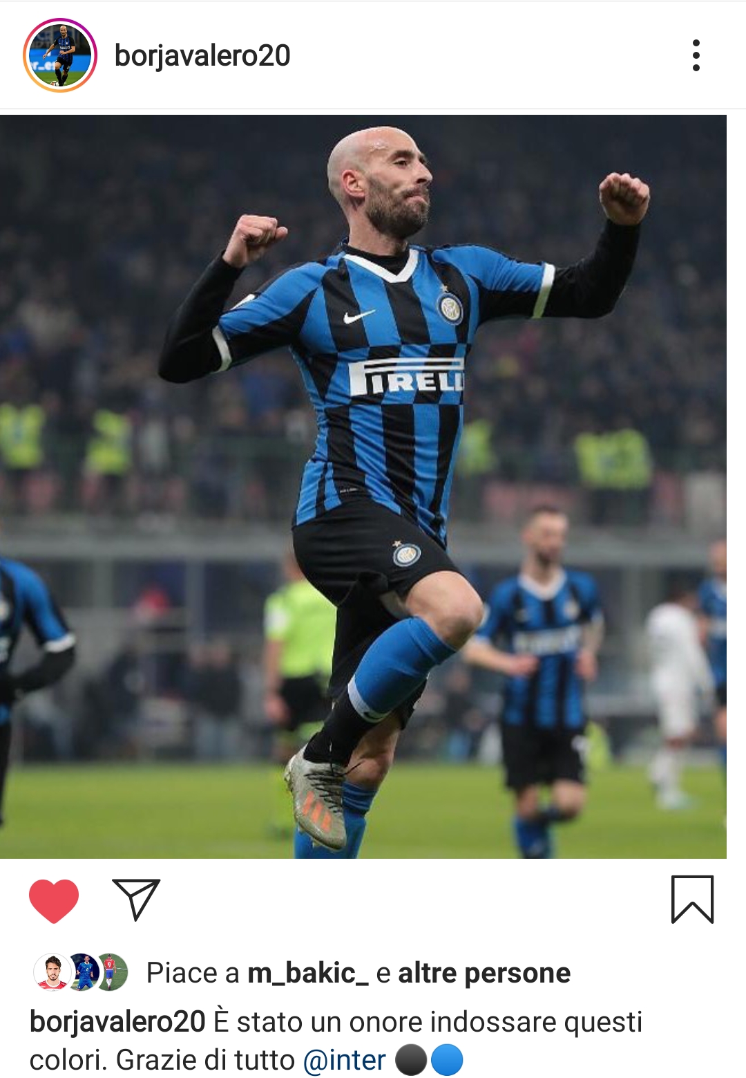 Borja Valero saluta l'Inter: "È stato un onore indossare questi colori"