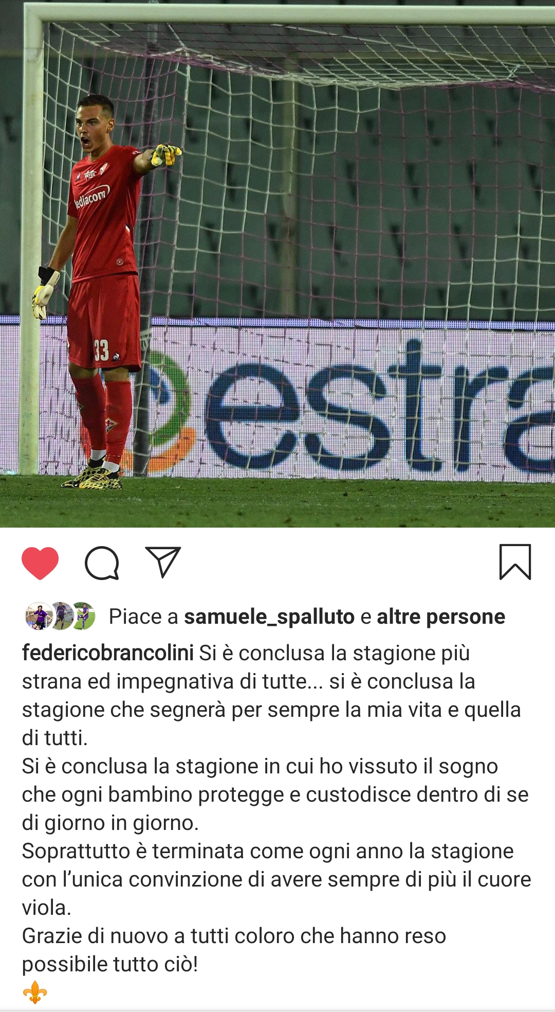 Lettera di Brancolini: "Ho vissuto il mio sogno che ogni bambino protegge e costudisce dentro di se"