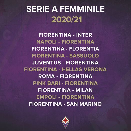 Fiorentina Femminile, ecco il calendario ufficiale della Serie A per la stagione 2020/21