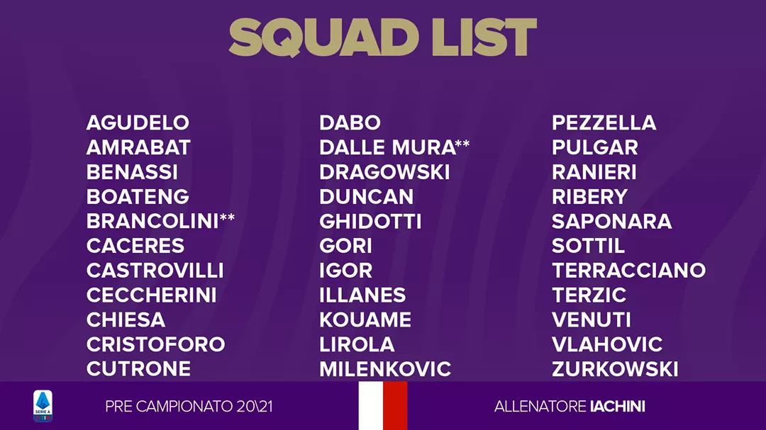 ACF, ecco la lista dei giocatori convocati. Presenti anche Saponara e Dabo
