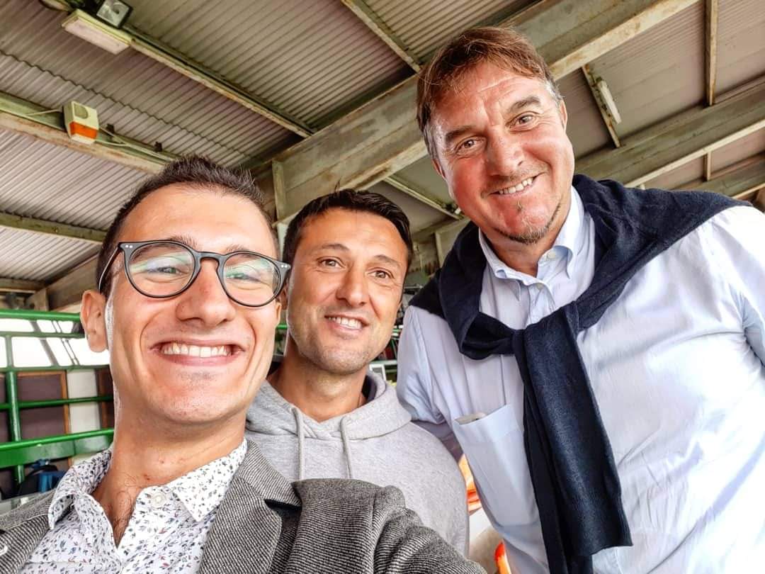 Mattia alla SportMediaGroup con Malusci e Robbiati