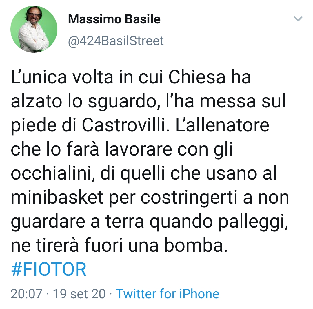 Basile: "L'unica volta che Chiesa ha alzato lo sguardo, l'ha messa sul piede di Castrovilli"