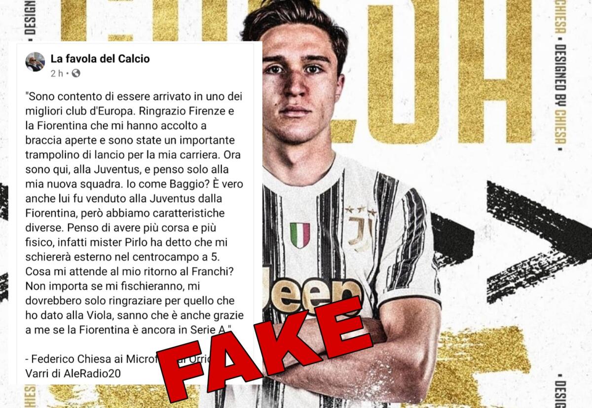 Chiesa e le parole mai dette che fanno il giro dei social. È fake il virgolettato sulla Fiorentina - 