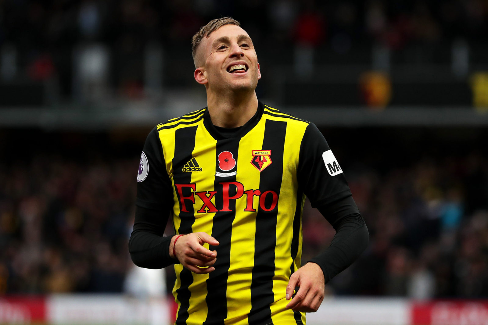 WATFORD, ENGLAND - OCTOBER 27: Gerard Deulofeu of Watford celebrates