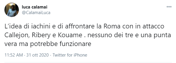 Calamai: "L'idea di Iachini è di lanciare insieme a Roma Callejon, Ribery e Kouamè"