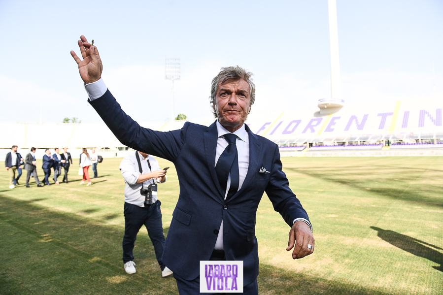 Firenze, stadio Franchi, 06/06/2019, presentazione Rocco B. Commisso, foto Fiorenzo Sernacchioli. Copyright Labaroviola.com, Antognoni