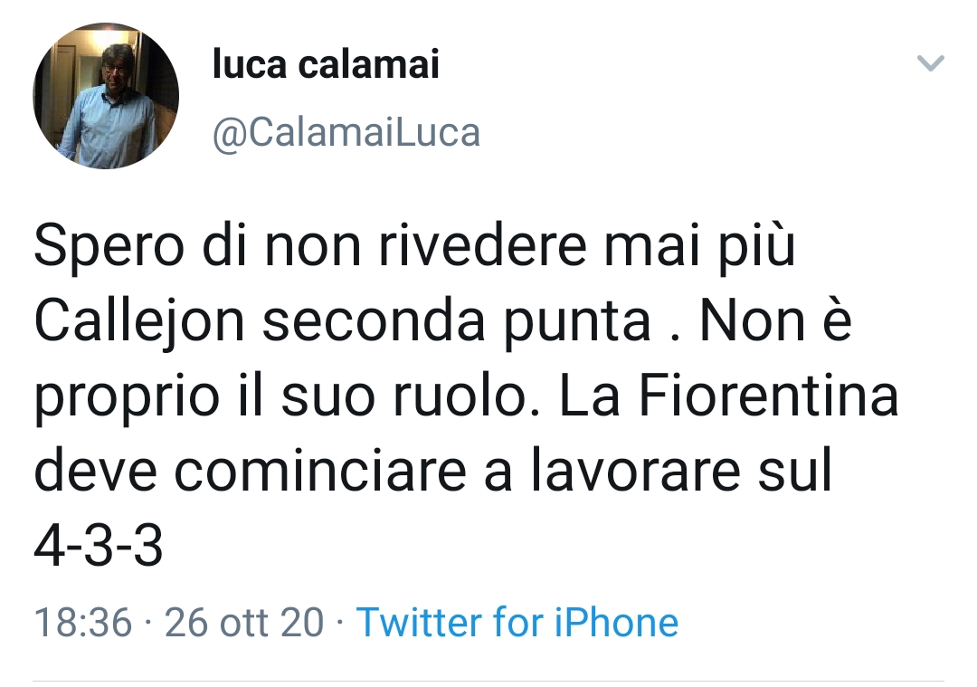 Calamai: "Spero di non rivedere mai più Callejon seconda punta"