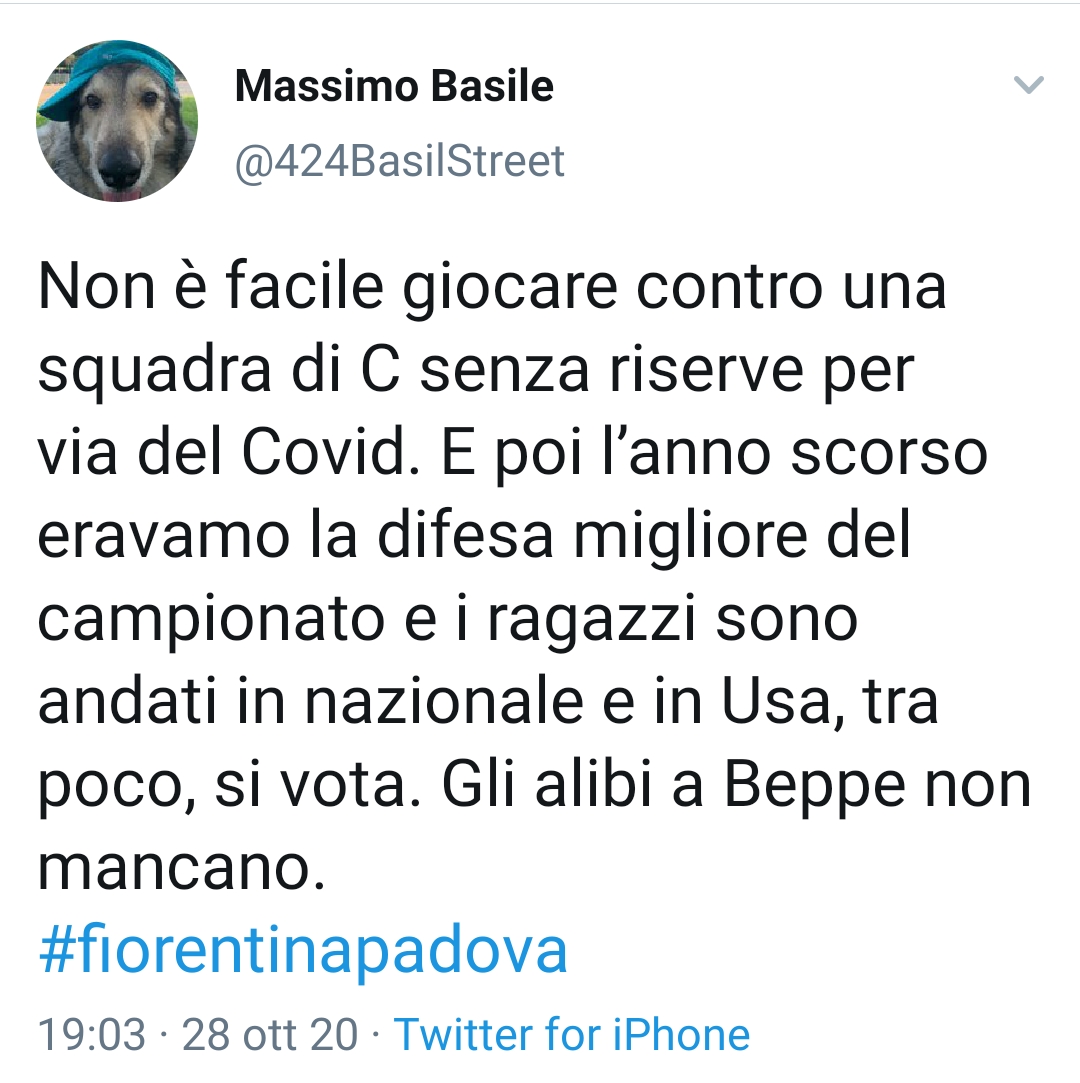 Basile sui social: "Non è facile giocare contro una squadra di Serie C"
