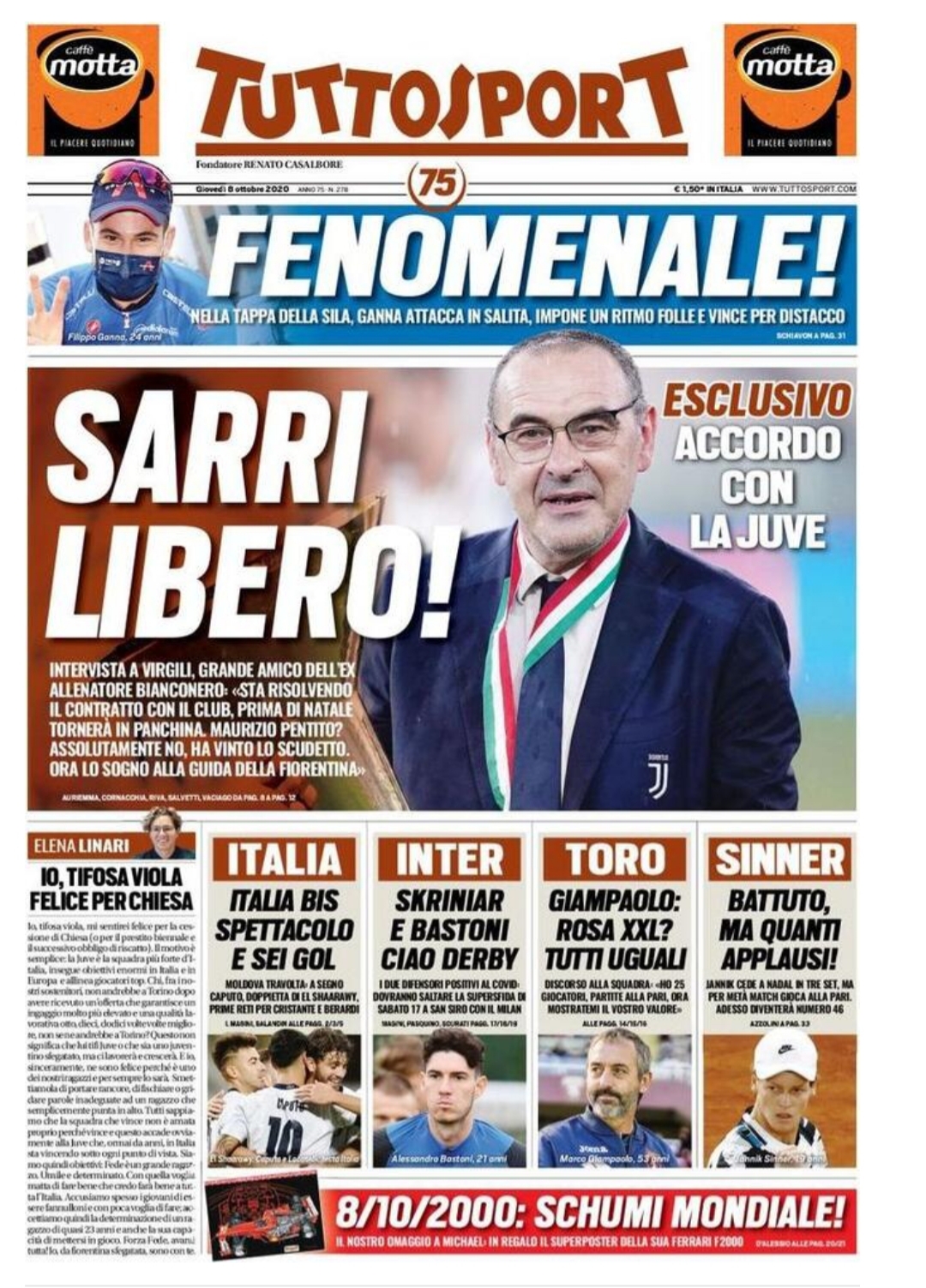 La prima pagina di Tuttosport