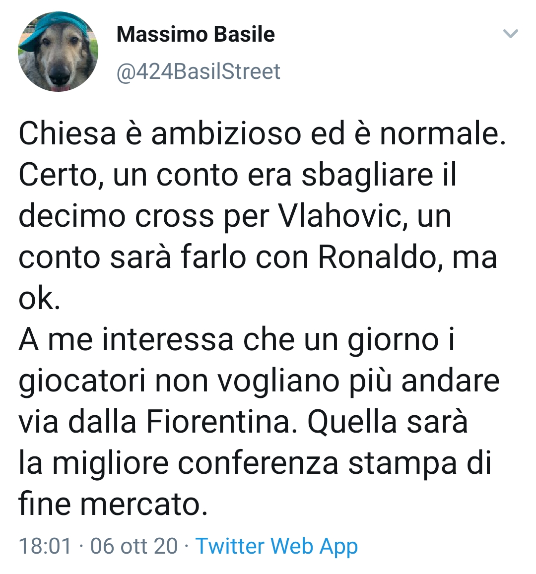 Basile a Chiesa: "Un conto era sbagliare il decimo cross per Vlahovic..."