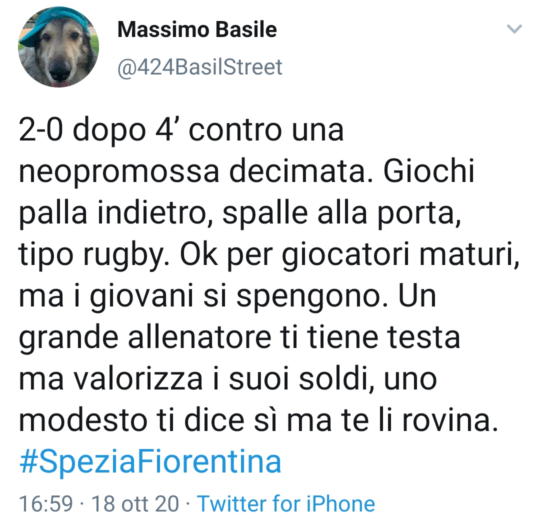 Basile: "Dopo 4' con una squadra neopromossa giochi palla indietro..."