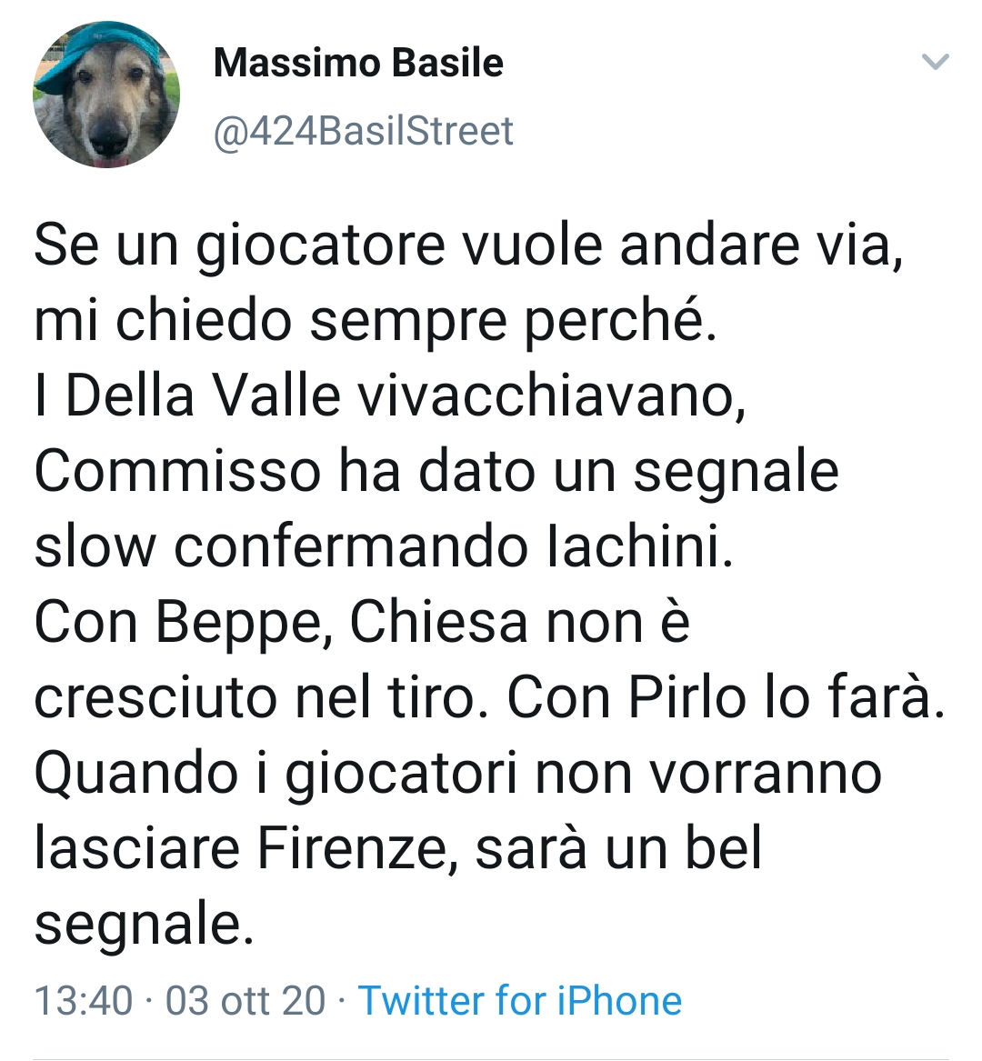 Basile: "Quando i giocatori non vorranno lasciare Firenze, sarà un bel segnale"