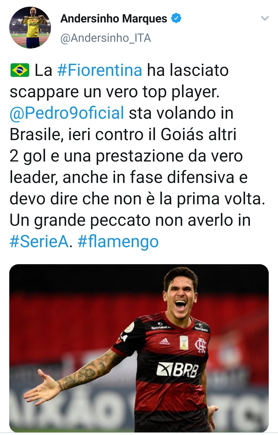 "La Fiorentina si è lasciata scappare un vero top player come Pedro. Anche ieri è stato super"
