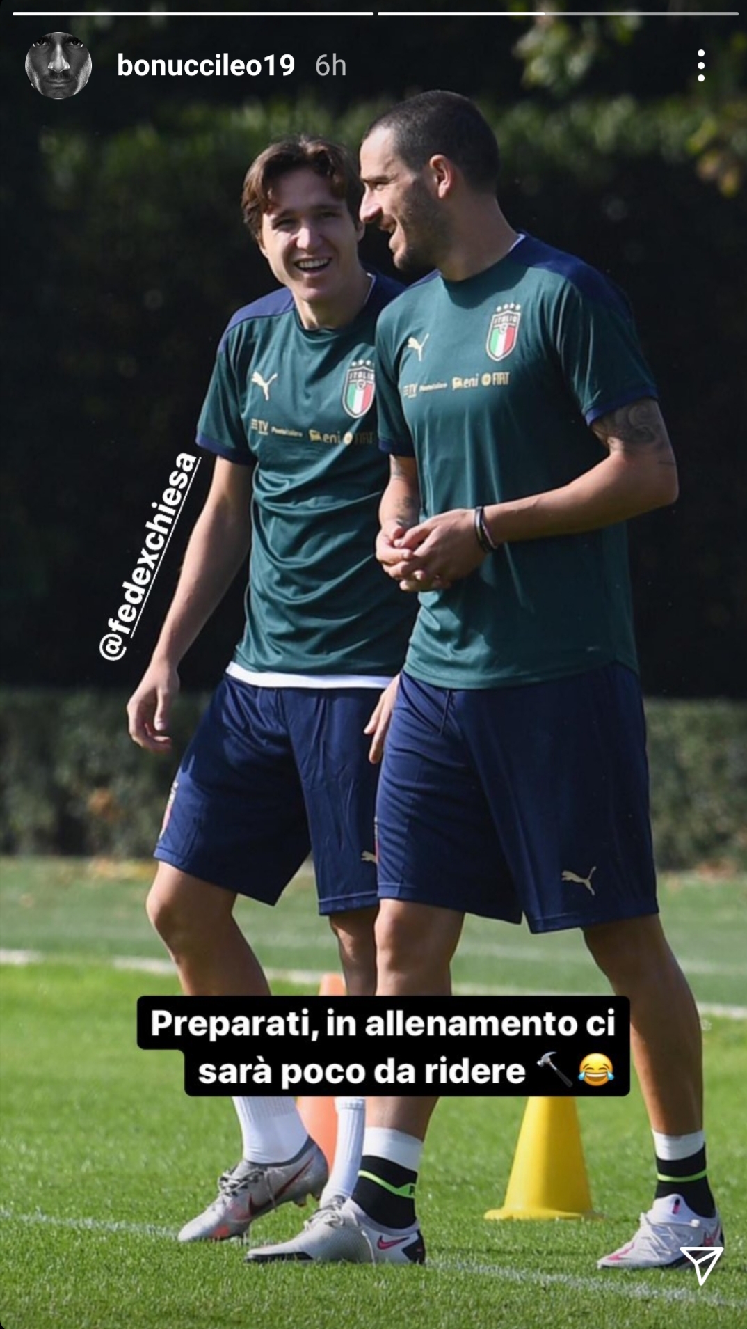 Ecco il post su Instagram di Bonucci