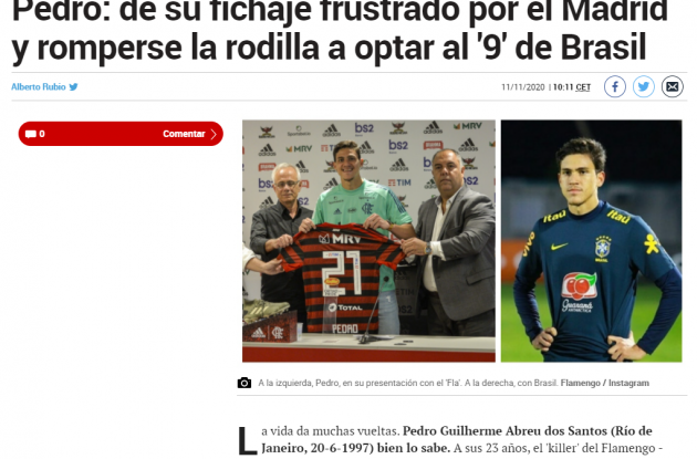 Marca, Pedro si prende la nove della nazionale brasiliana. Fiorentina che errore, solo 59' per lui