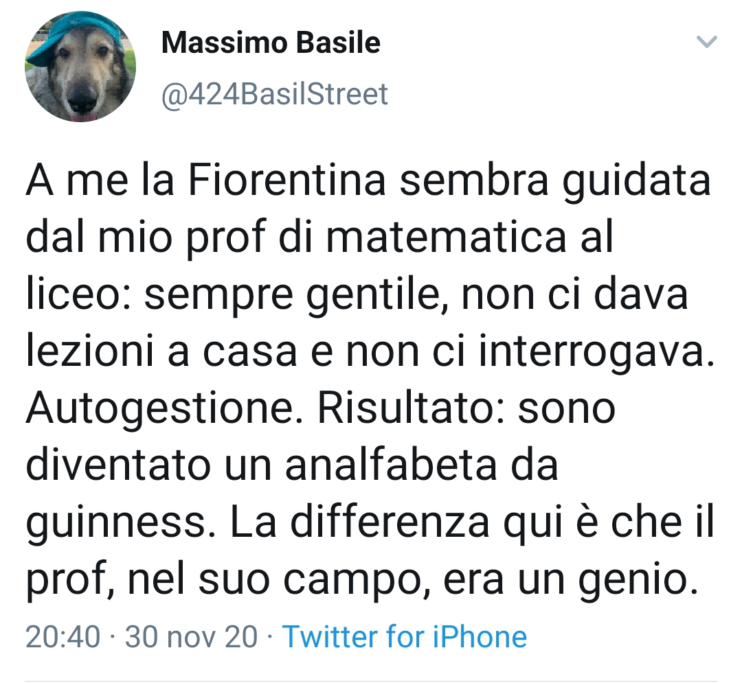 Basile: "La viola mi sembra guidata dal mio prof di matematica al liceo"