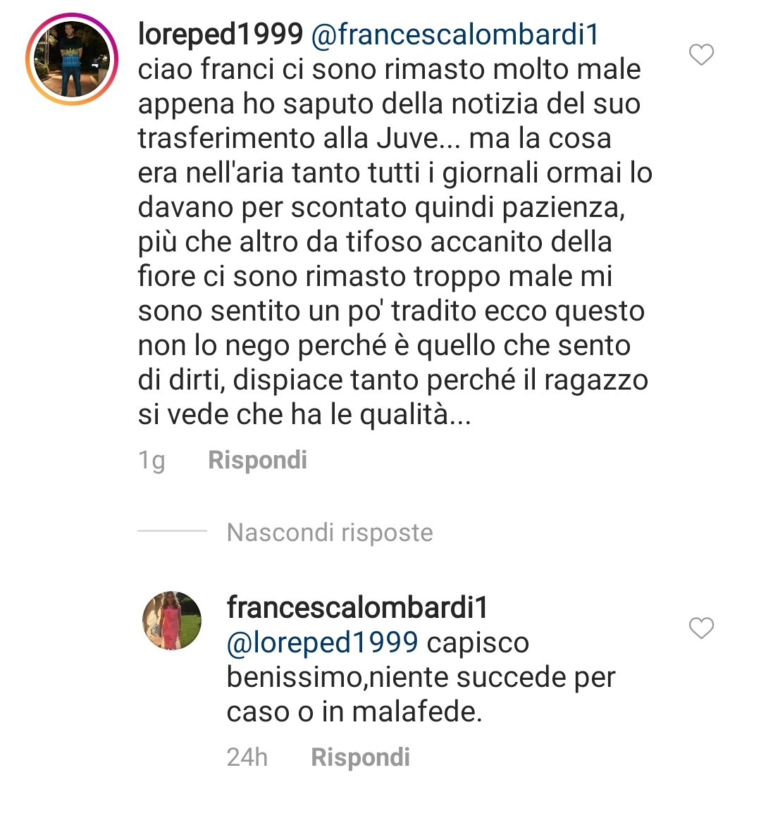 Mamma Chiesa: "Federico vi avrebbe tradito se non avesse lottato fino alla fine per la Fiorentina"